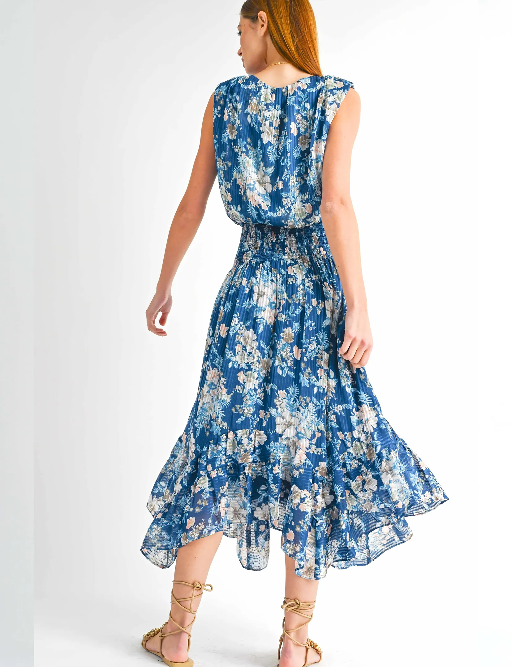 Ariel Midi Dress, Navy Floral