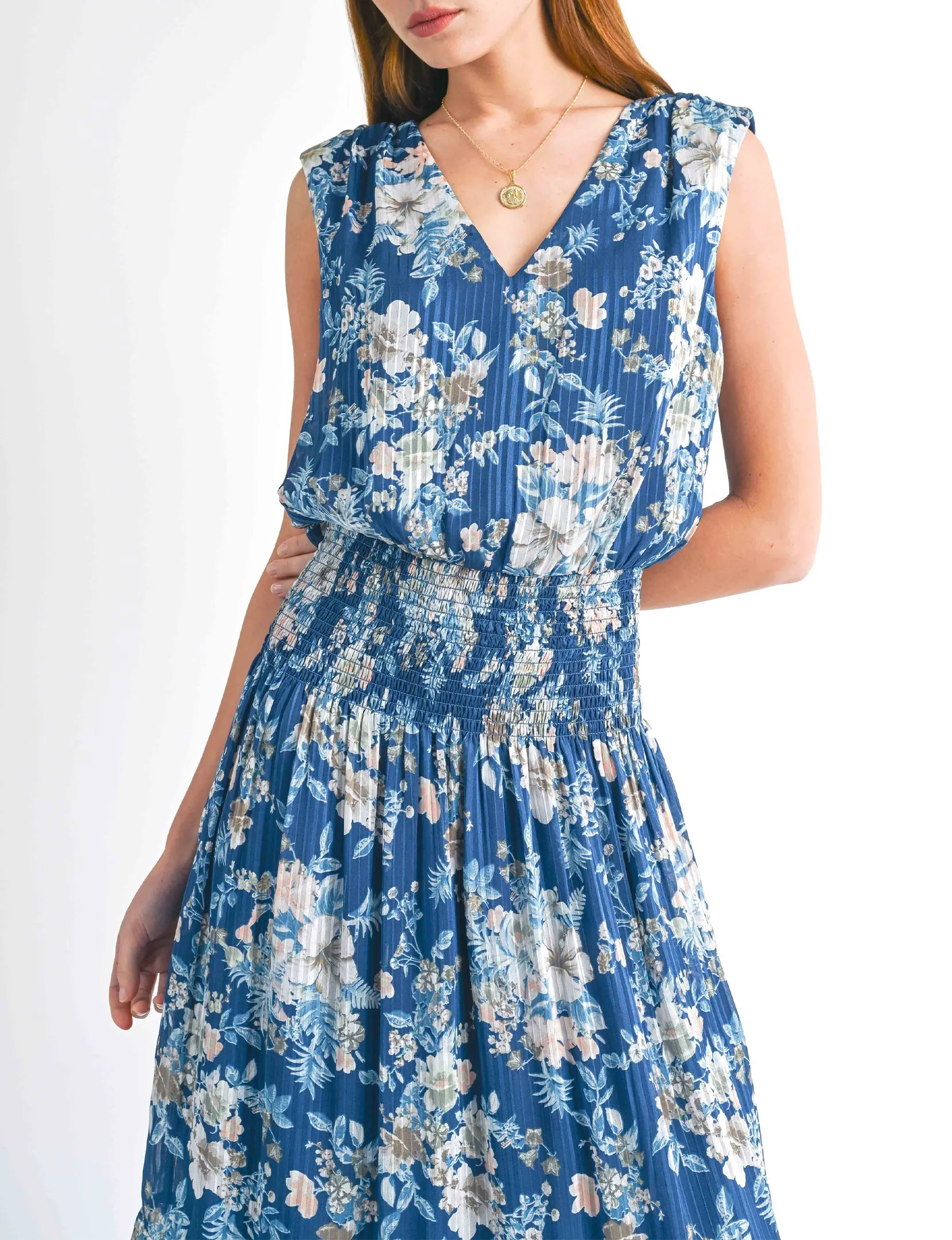 Ariel Midi Dress, Navy Floral