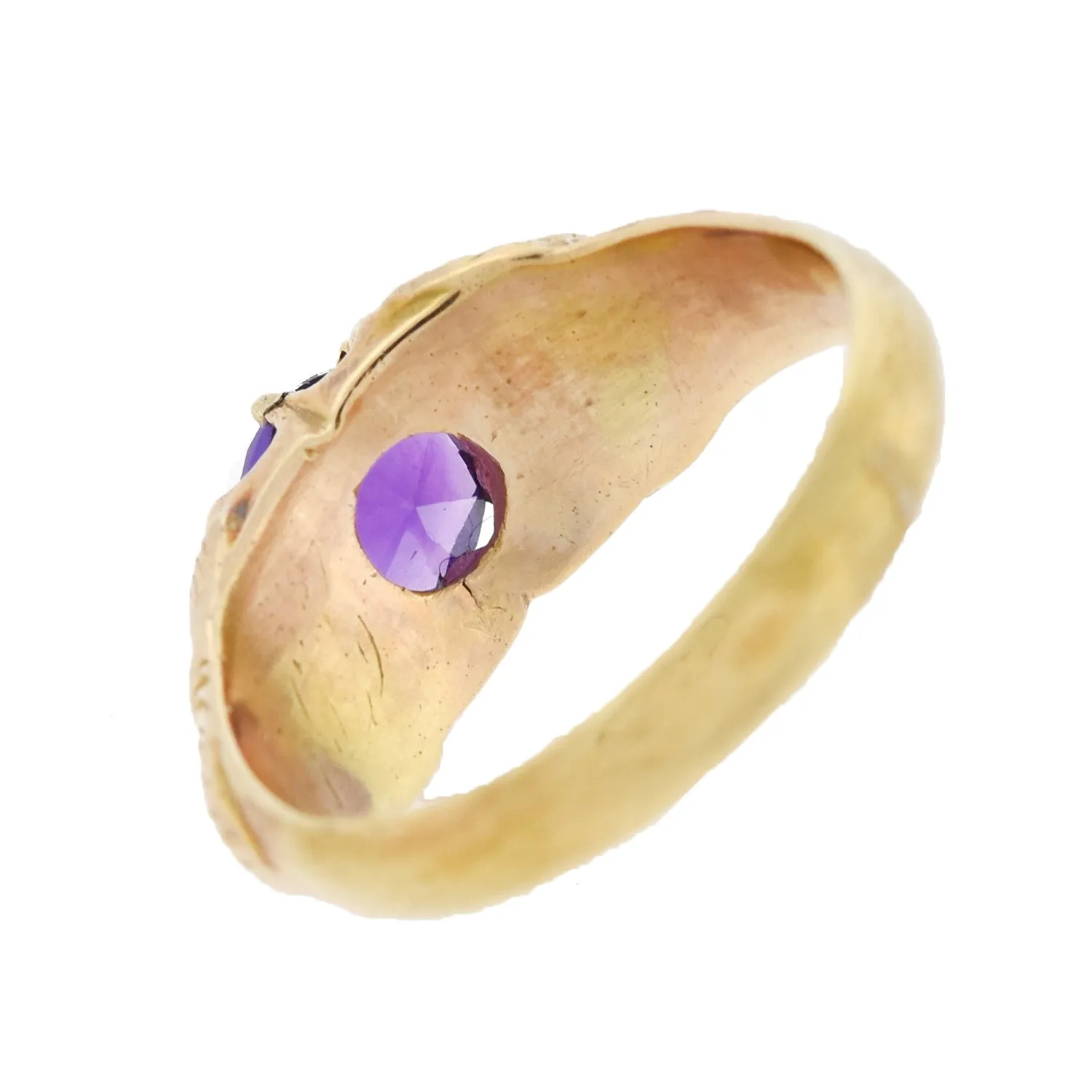 Art Nouveau 14kt Amethyst Smiling Devil Figural Ring