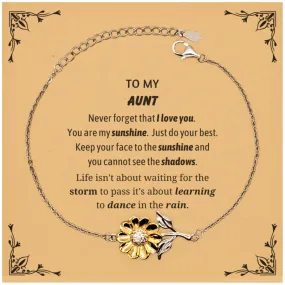 Aunt Sunflower Bracelet Gifts, To My Aunt Never forget that I love you. You are my sunshine, Motivational Message Card For Aunt, Keepsake Birthday Christmas Unique Gifts For Aunt