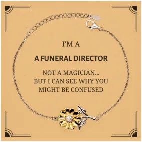 Badass Funeral Director Gifts, I'm Funeral Director not a magician, Sarcastic Sunflower Bracelet for Funeral Director Birthday Christmas for  Men, Women, Friends, Coworkers