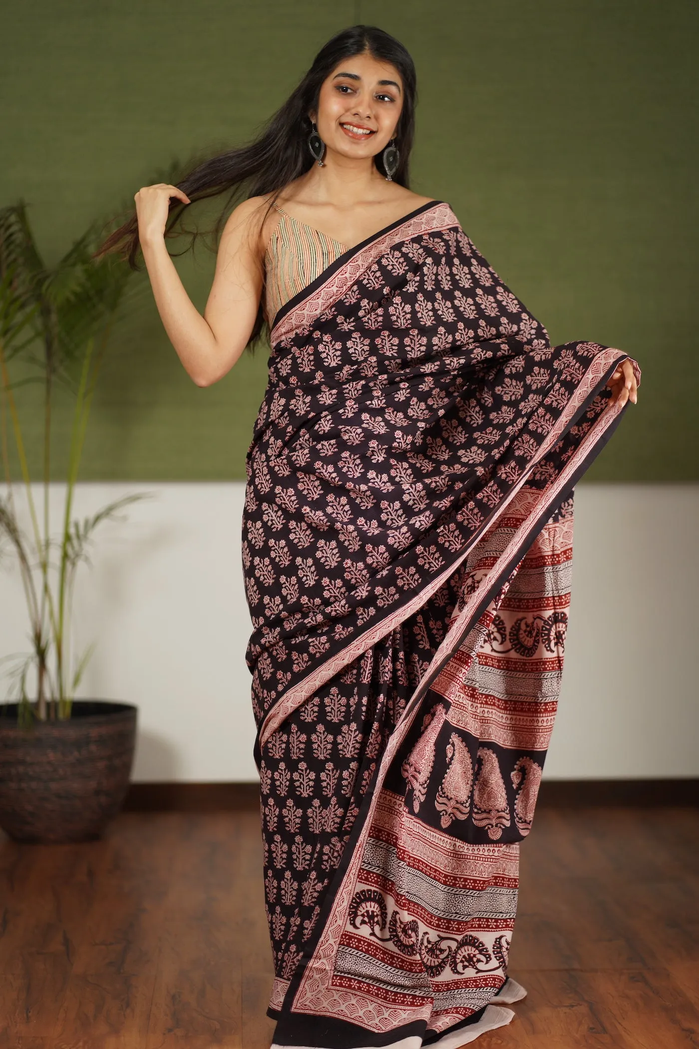 Bagh Hand Block Printed Cotton Saree