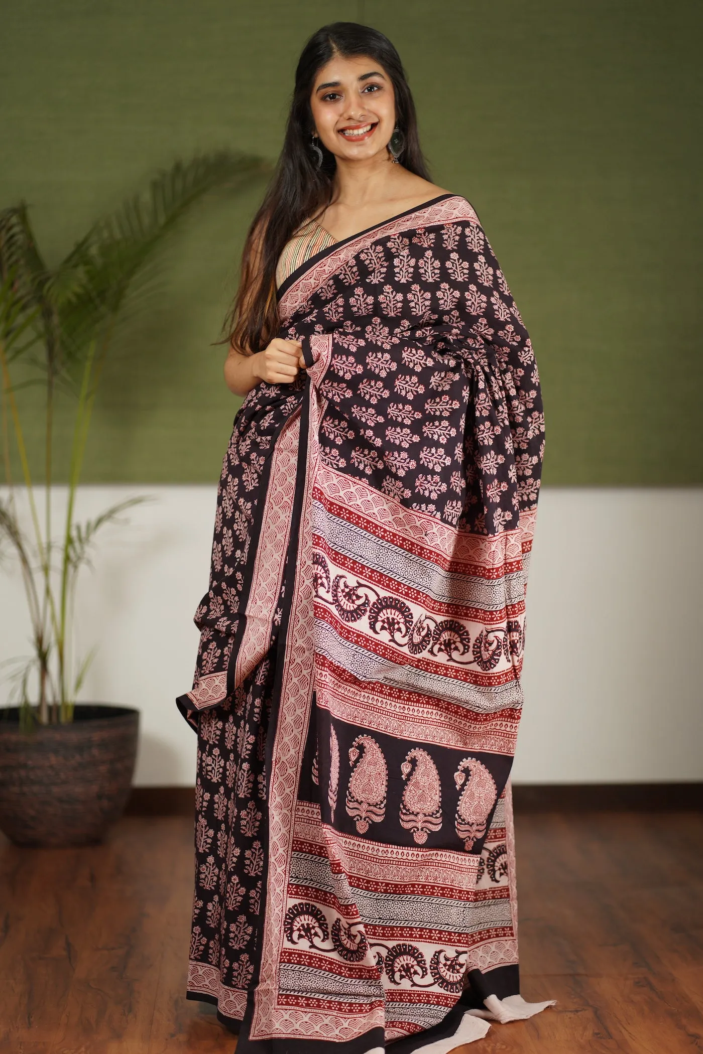 Bagh Hand Block Printed Cotton Saree