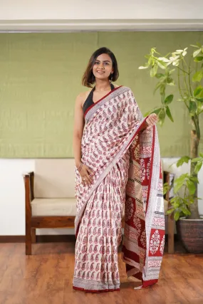 Bagh Hand Block Printed Cotton Saree