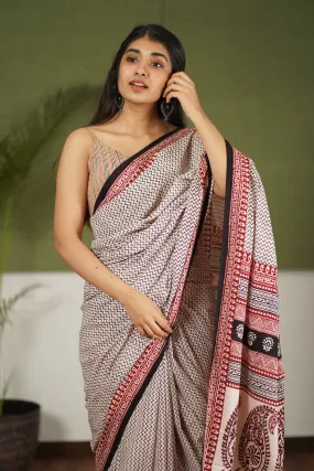 Bagh Hand Block Printed Cotton Saree