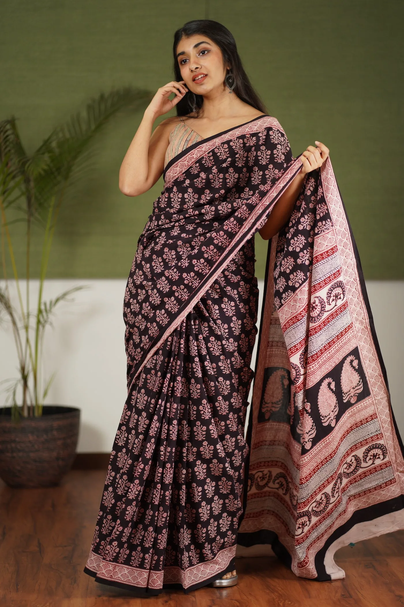 Bagh Hand Block Printed Cotton Saree