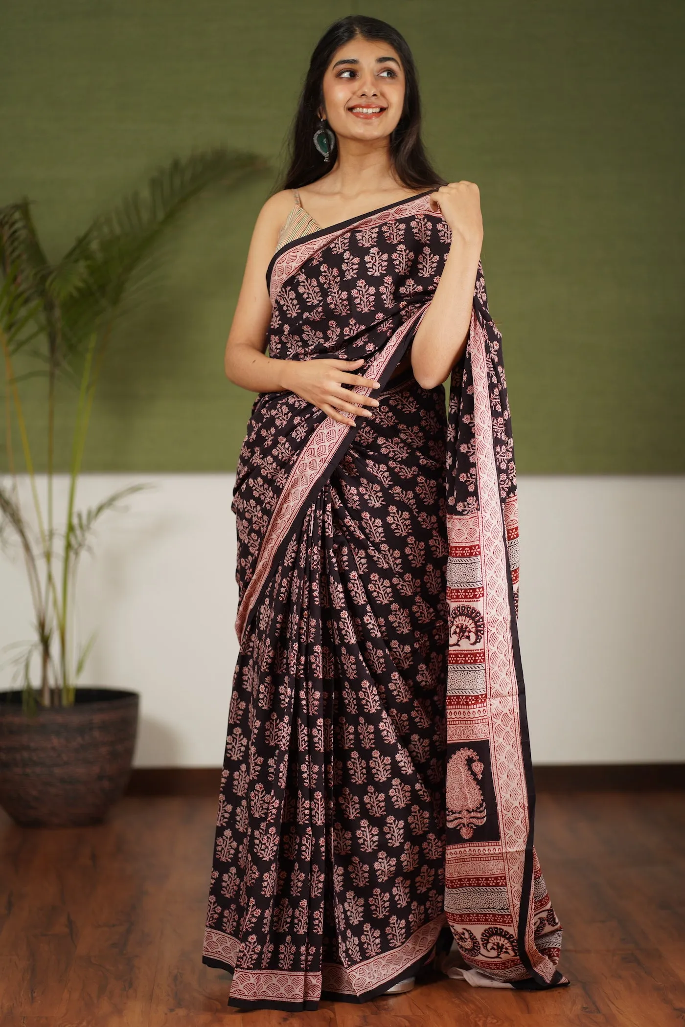 Bagh Hand Block Printed Cotton Saree