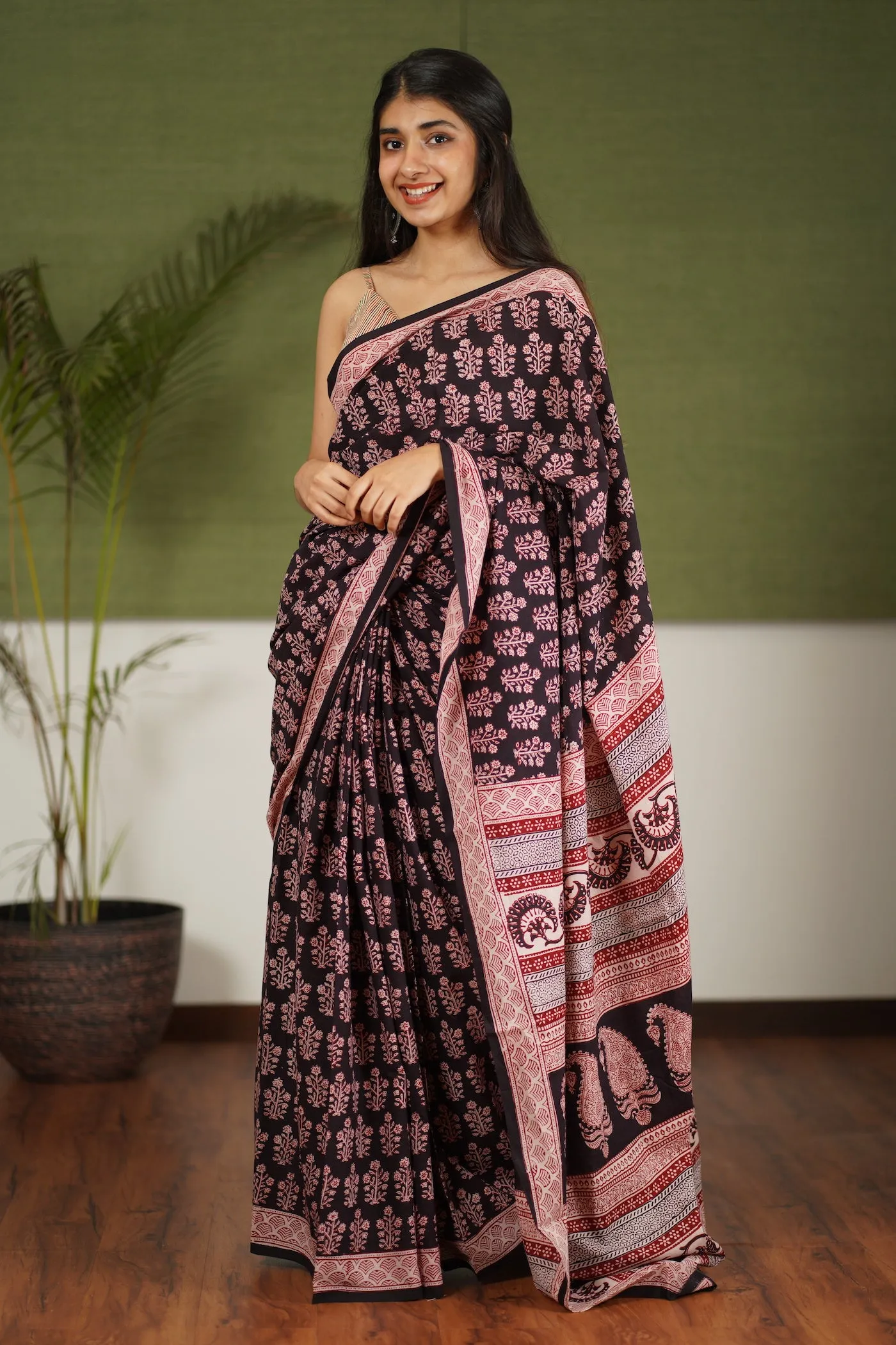 Bagh Hand Block Printed Cotton Saree