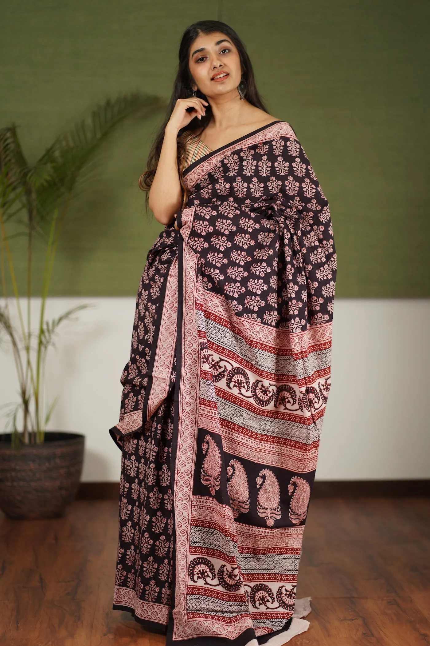 Bagh Hand Block Printed Cotton Saree