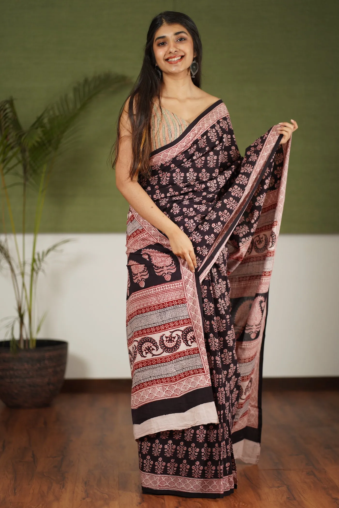 Bagh Hand Block Printed Cotton Saree