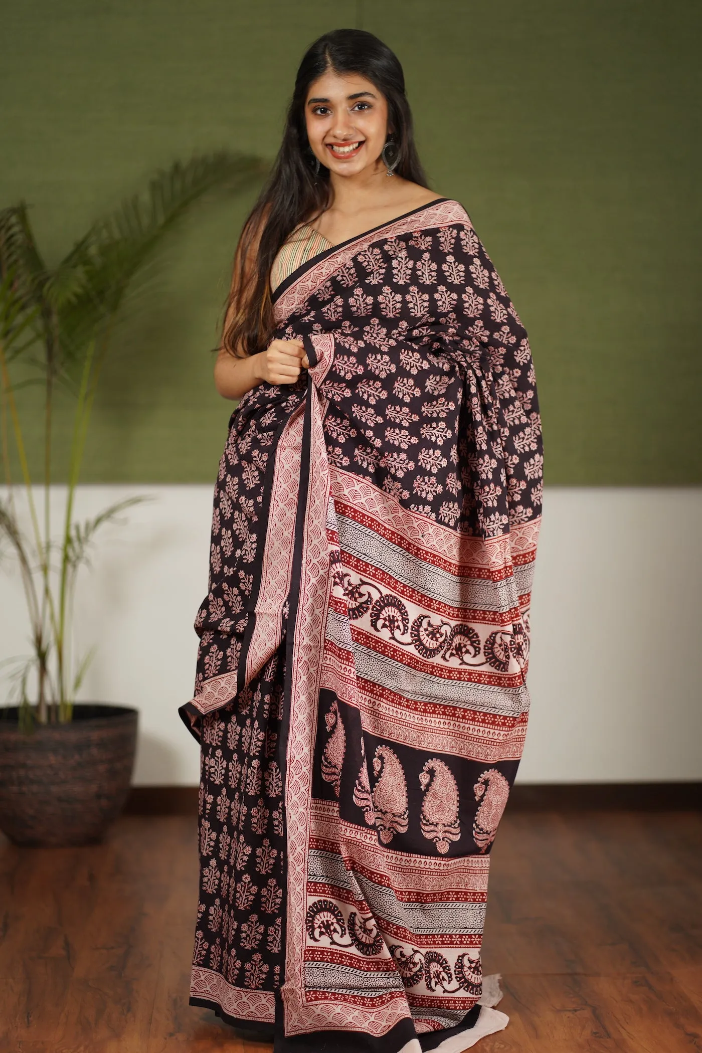 Bagh Hand Block Printed Cotton Saree