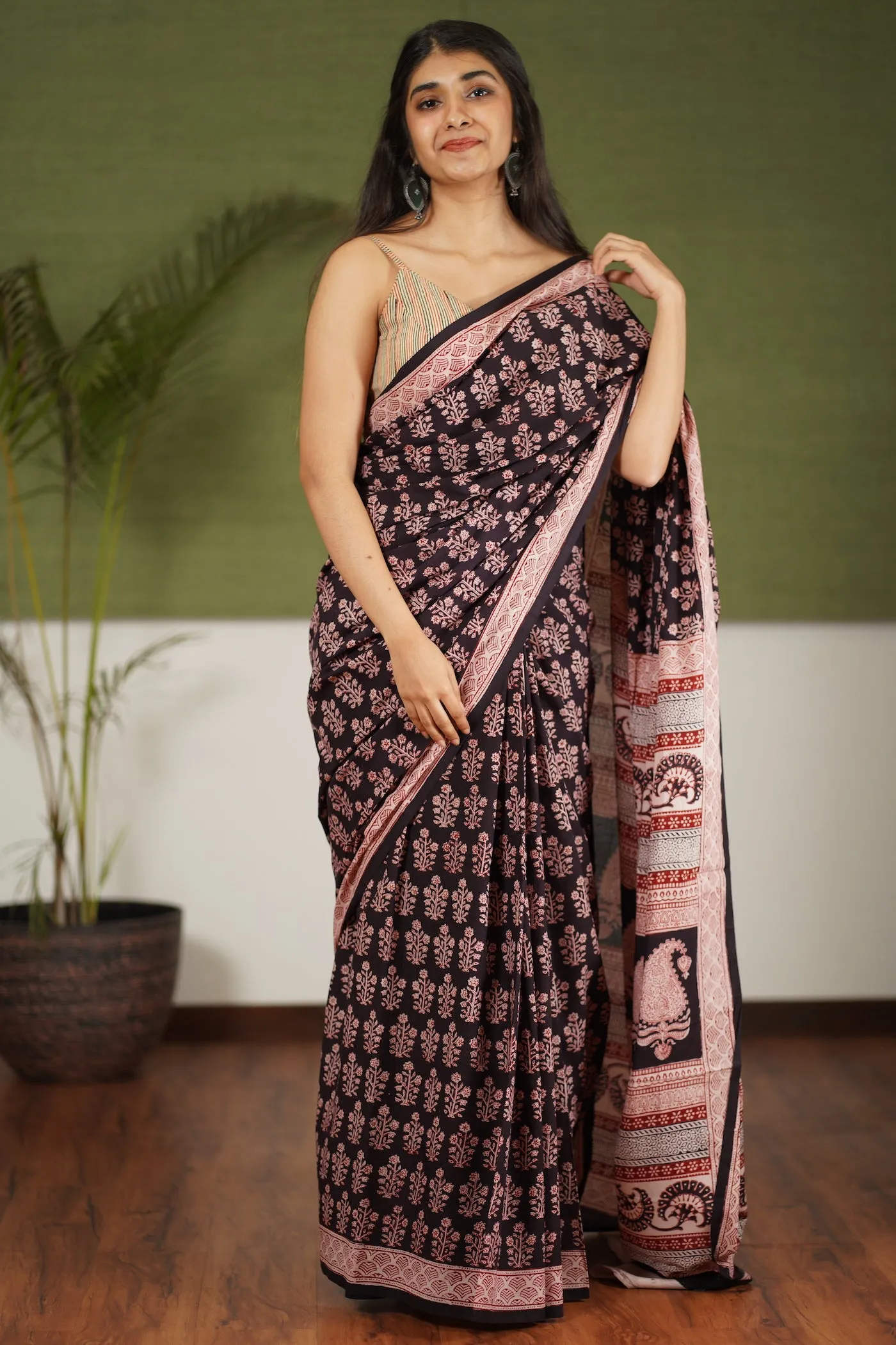 Bagh Hand Block Printed Cotton Saree