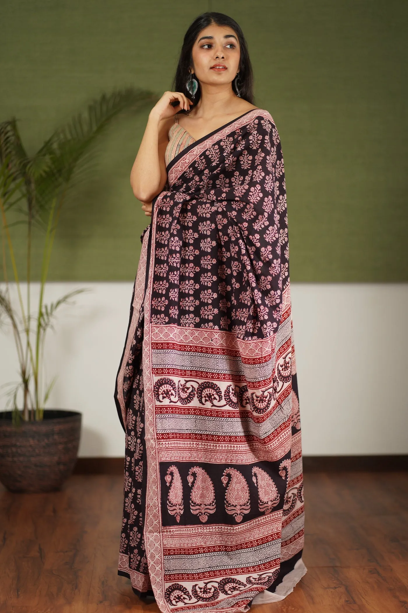 Bagh Hand Block Printed Cotton Saree