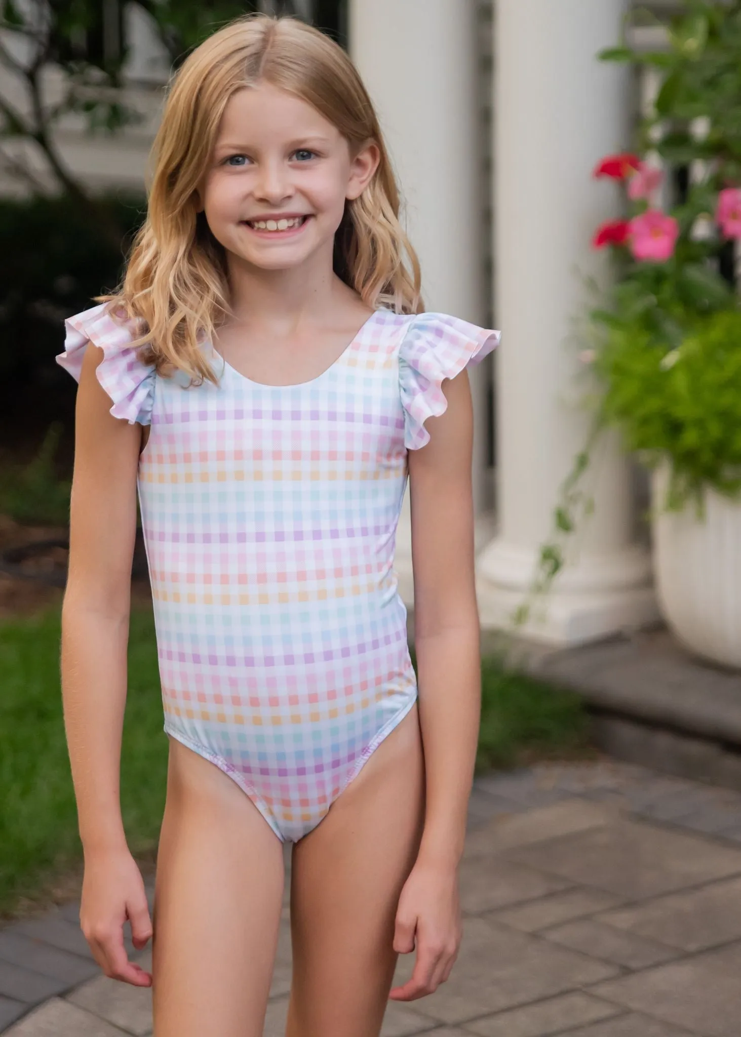 Be Elizabeth James & Lottie - Pastel Check One Piece Swim