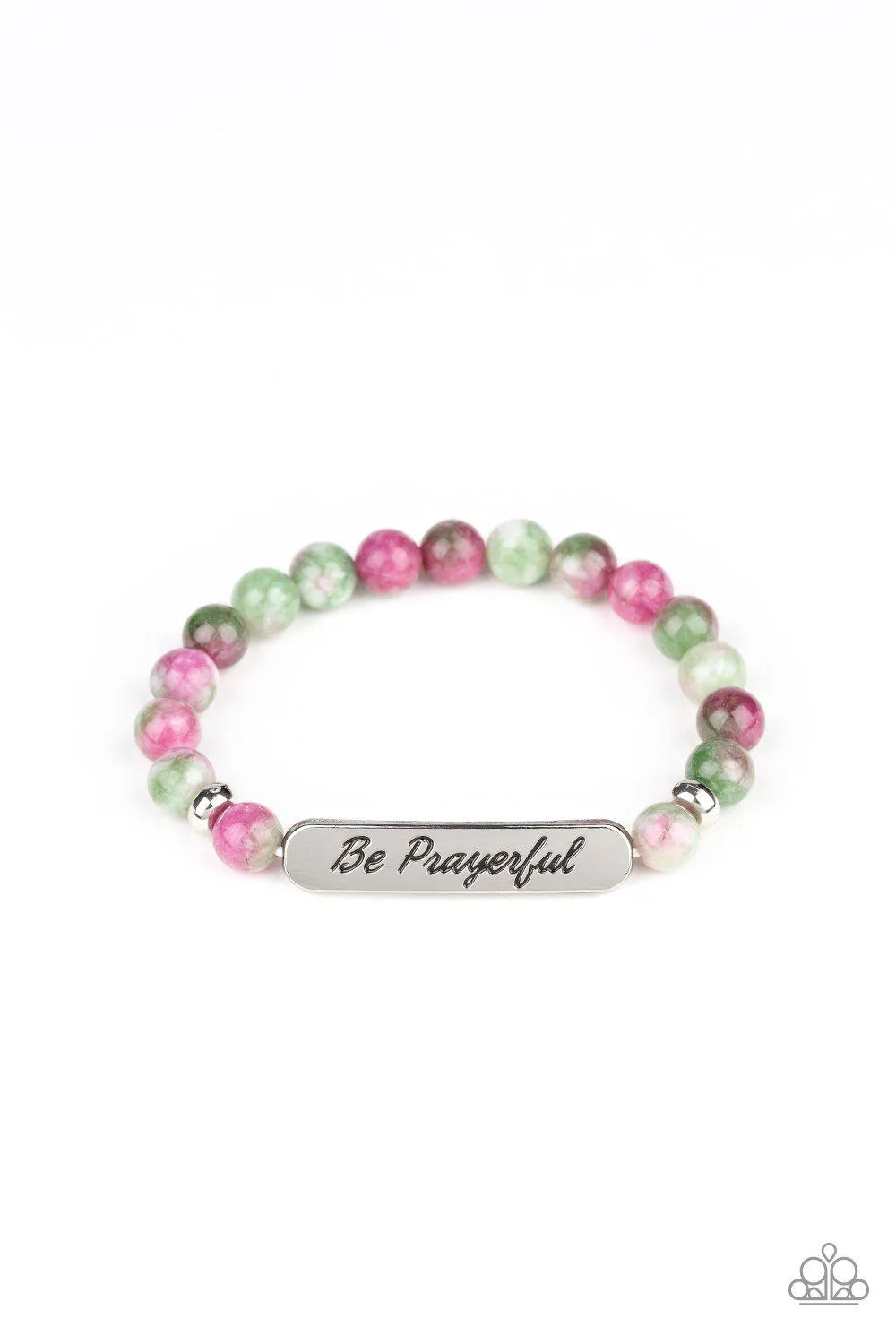 Be Prayerful Purple and Green Stone Stretch Bracelet - Paparazzi Accessories