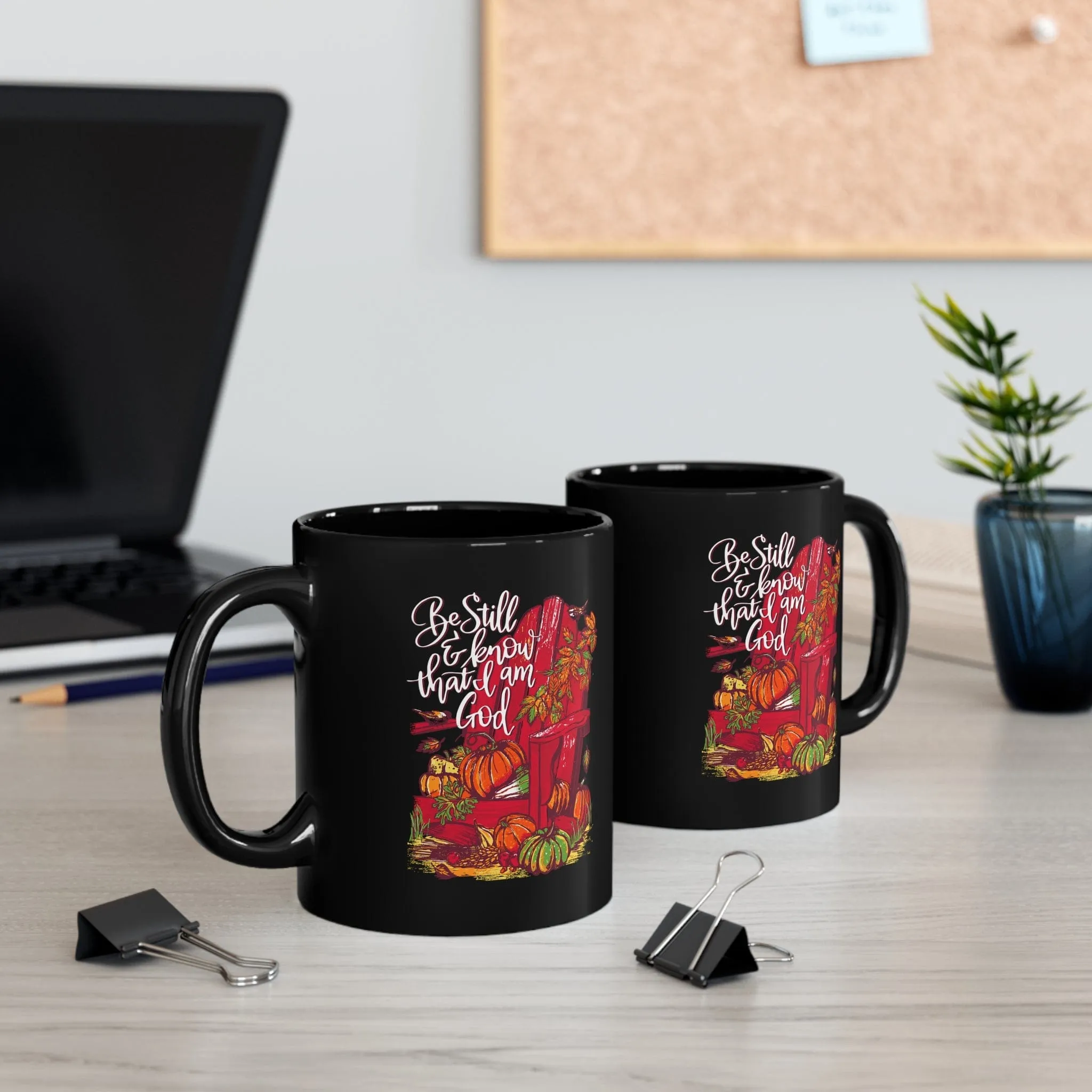 Be Still and Know Fall 11oz Black Mug