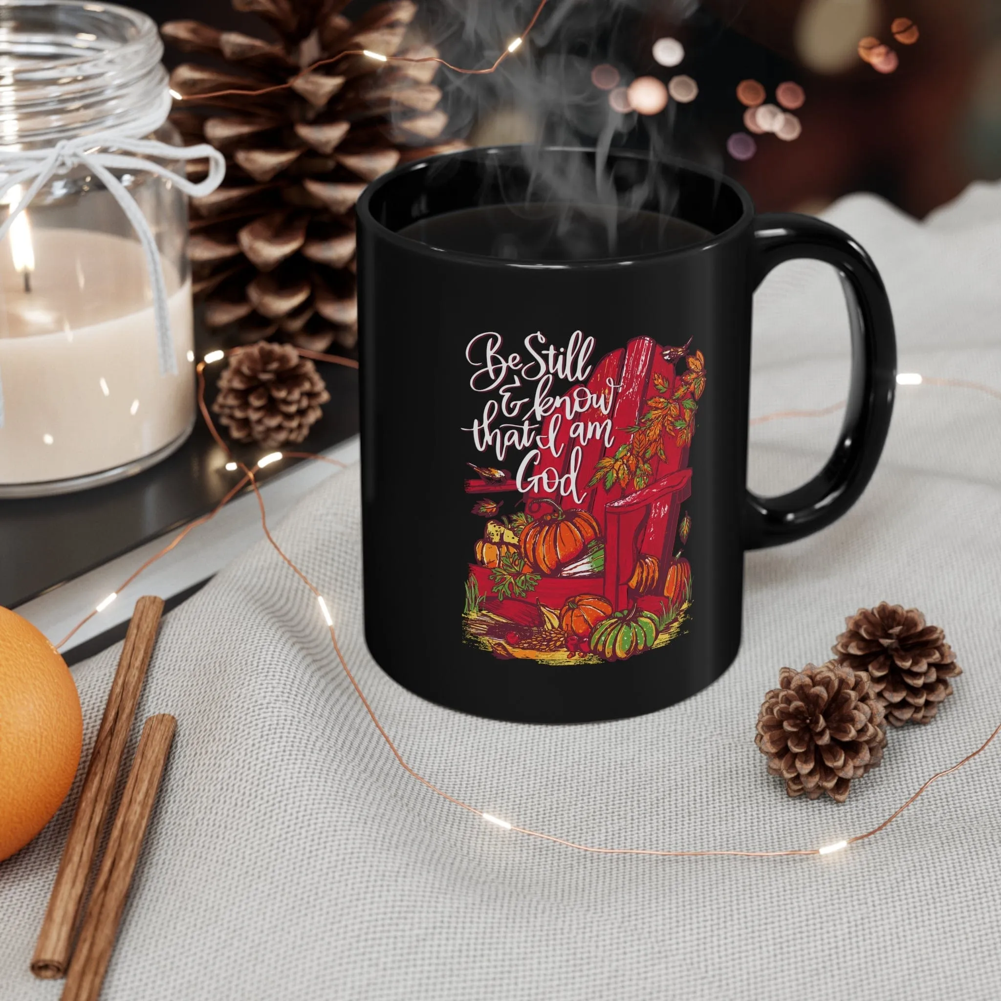 Be Still and Know Fall 11oz Black Mug