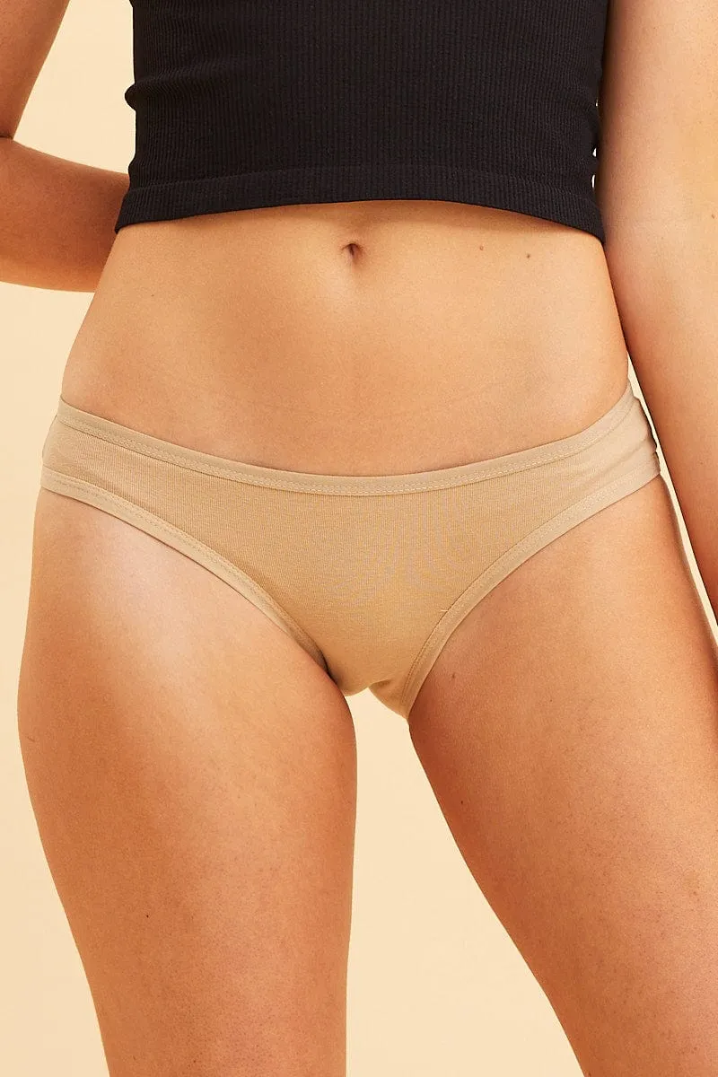 Beige Bikini Brief Cotton Stretch