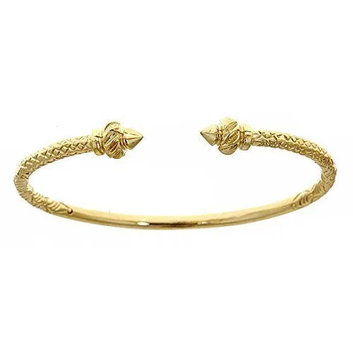 Better Jewelry 10K Yellow Gold West Indian Bangle w. Torch Ends