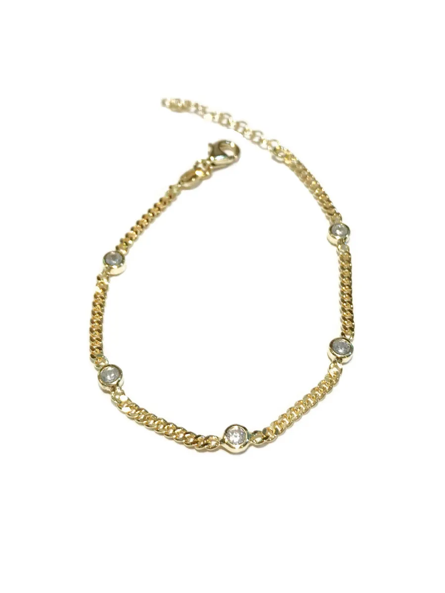 Bezel CZ Chain Bracelet