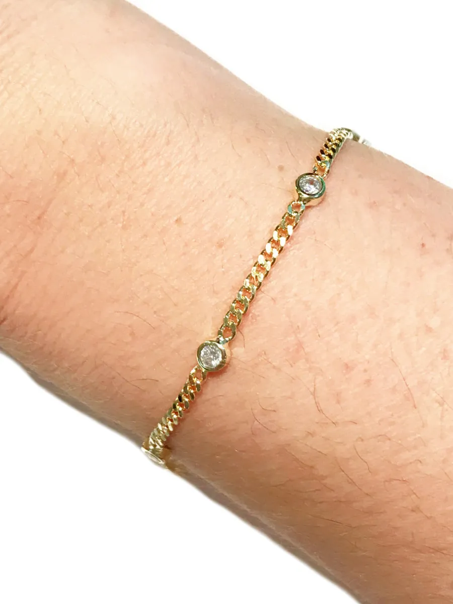 Bezel CZ Chain Bracelet