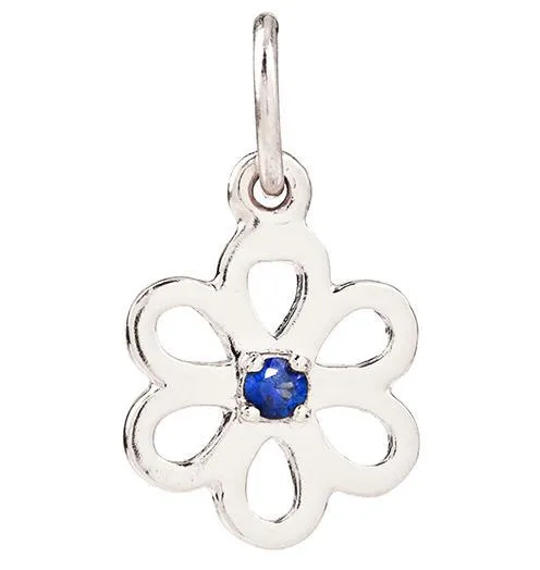 Birthstone Flower Charm With Blue Sapphire