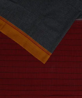 Black checks maroon cotton handloom patteda anchu saree