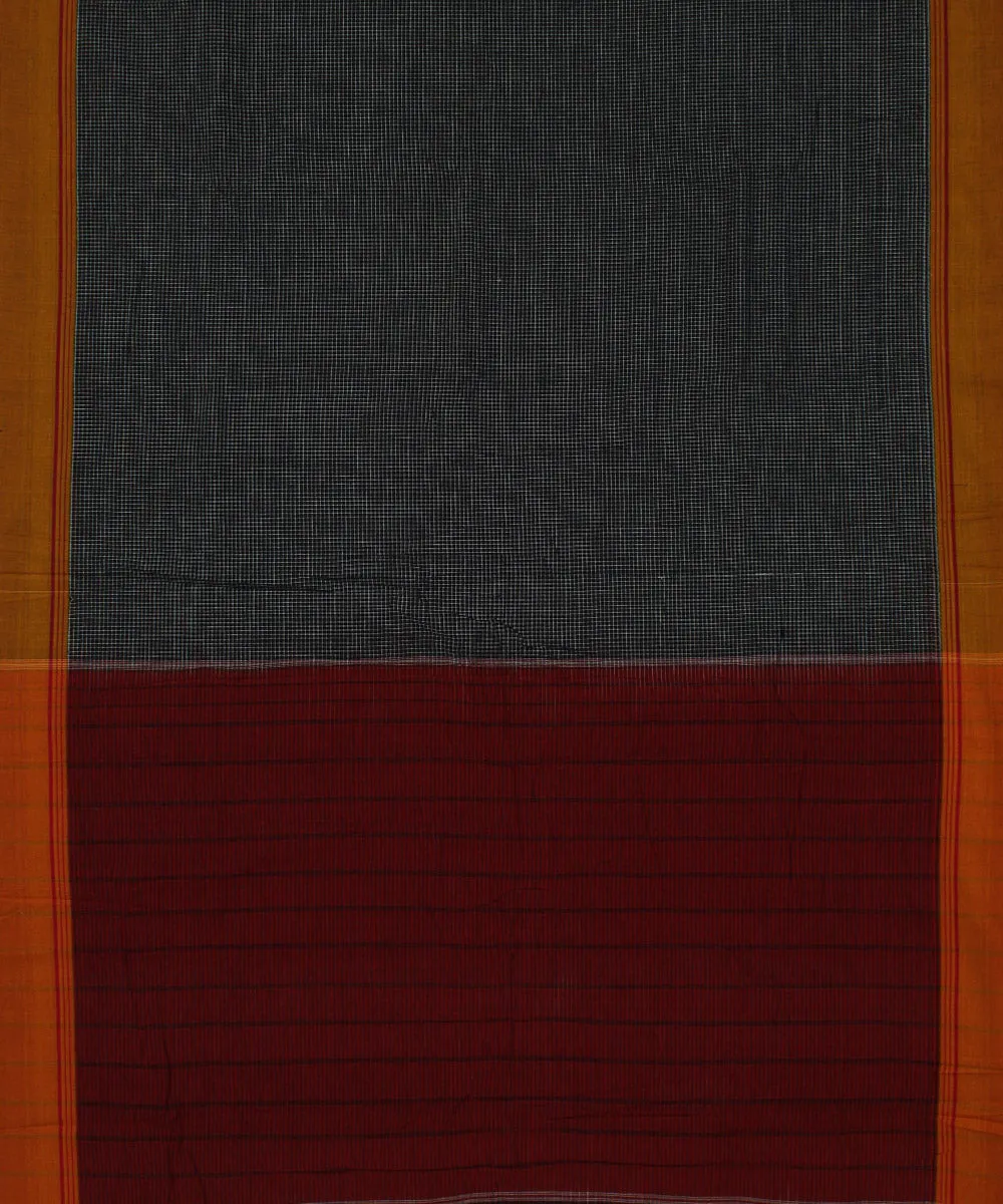 Black checks maroon cotton handloom patteda anchu saree