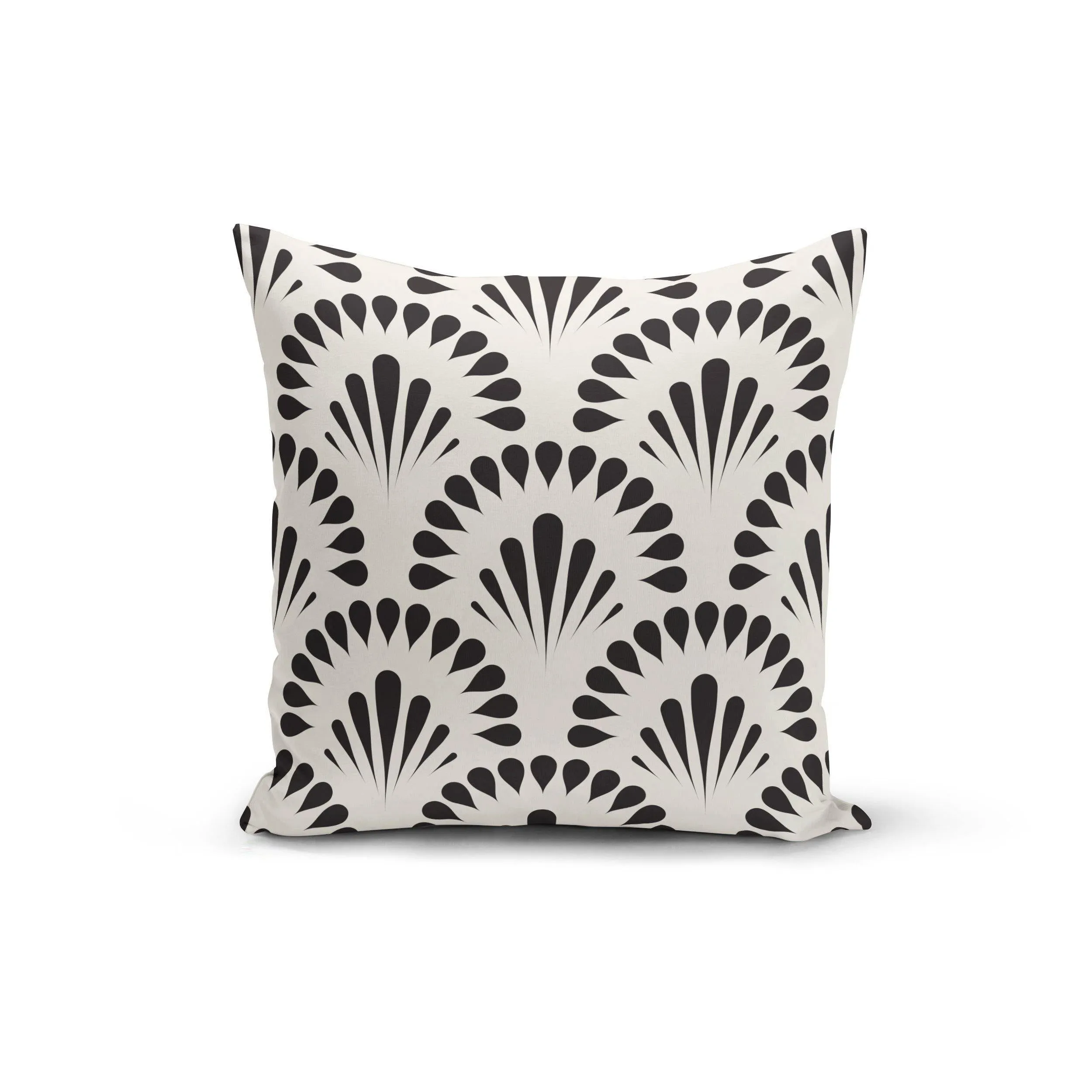 Black Cream Floral Pillow Cover