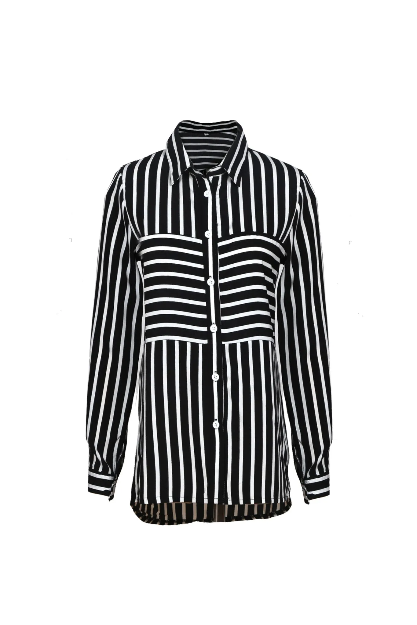 Black Or White Striped Long Sleeved Shirt