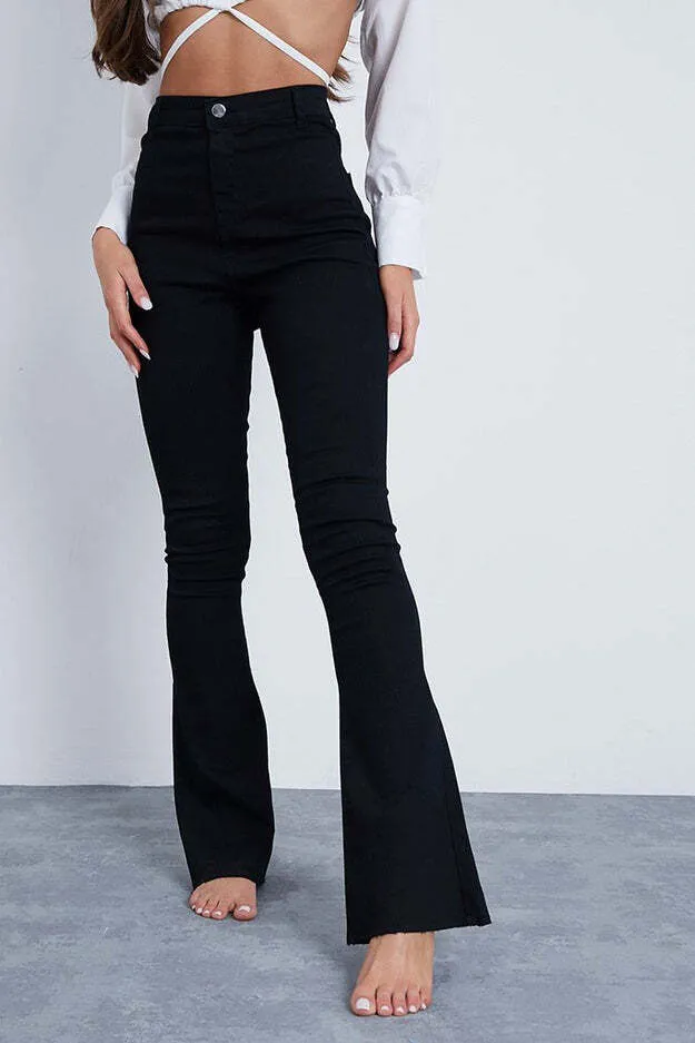 Black Ultra High Rise Flare Jeans