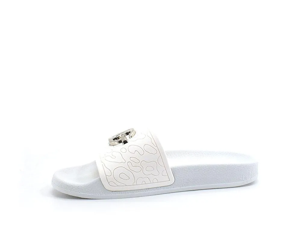 BLUGIRL Blumarine Chic 1 Ciabatta Slipper Logo White Bianco Gold 6A2501EX028