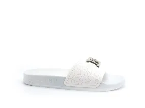 BLUGIRL Blumarine Chic 1 Ciabatta Slipper Logo White Bianco Gold 6A2501EX028