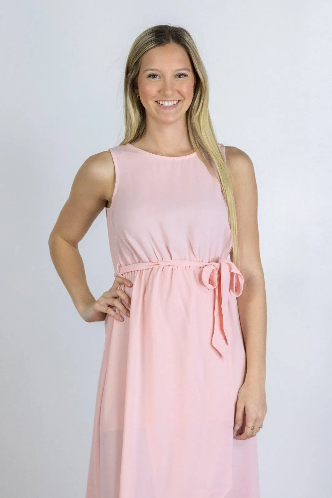 Blush Faux Wrap High-Low Dress