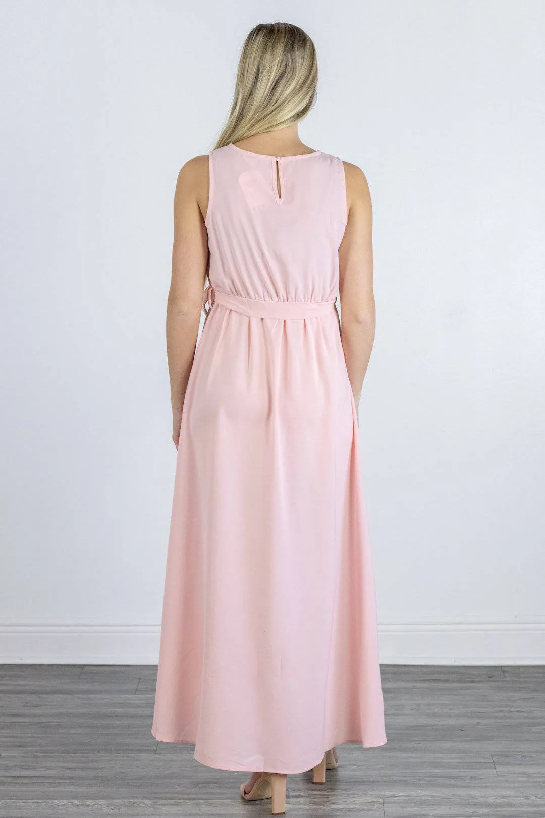 Blush Faux Wrap High-Low Dress