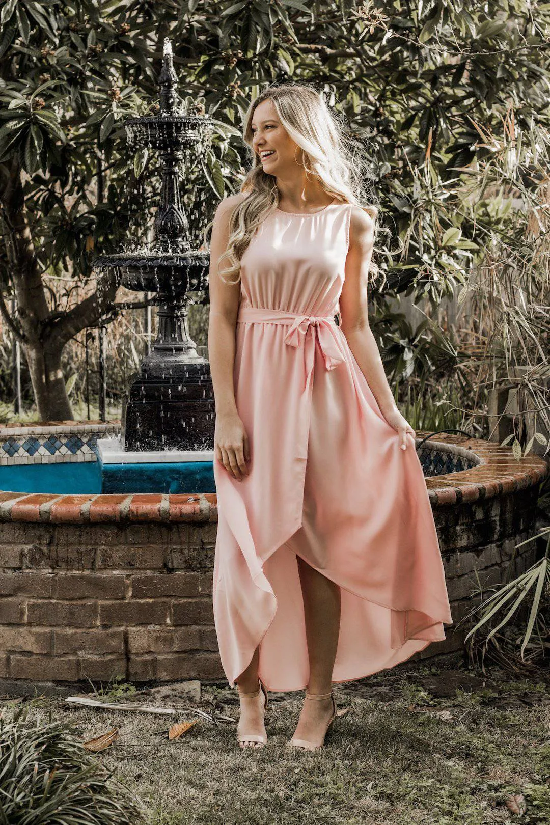 Blush Faux Wrap High-Low Dress