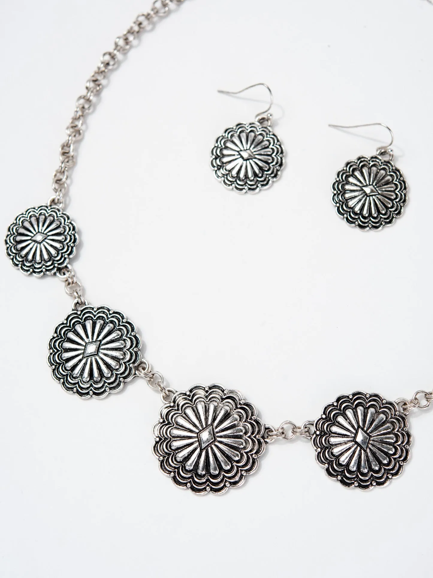 Bridget Western Concho Link Necklace Set