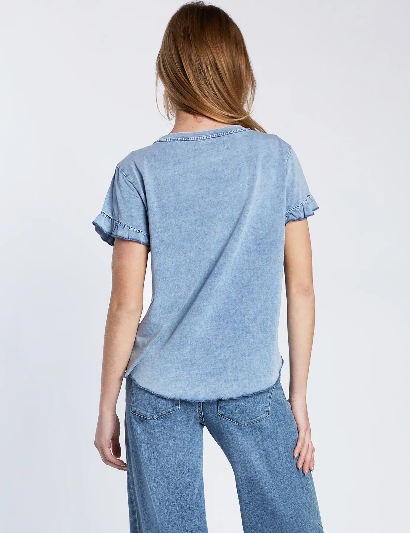 BT6420Kb Billy T Ruffle V-Neck Tee