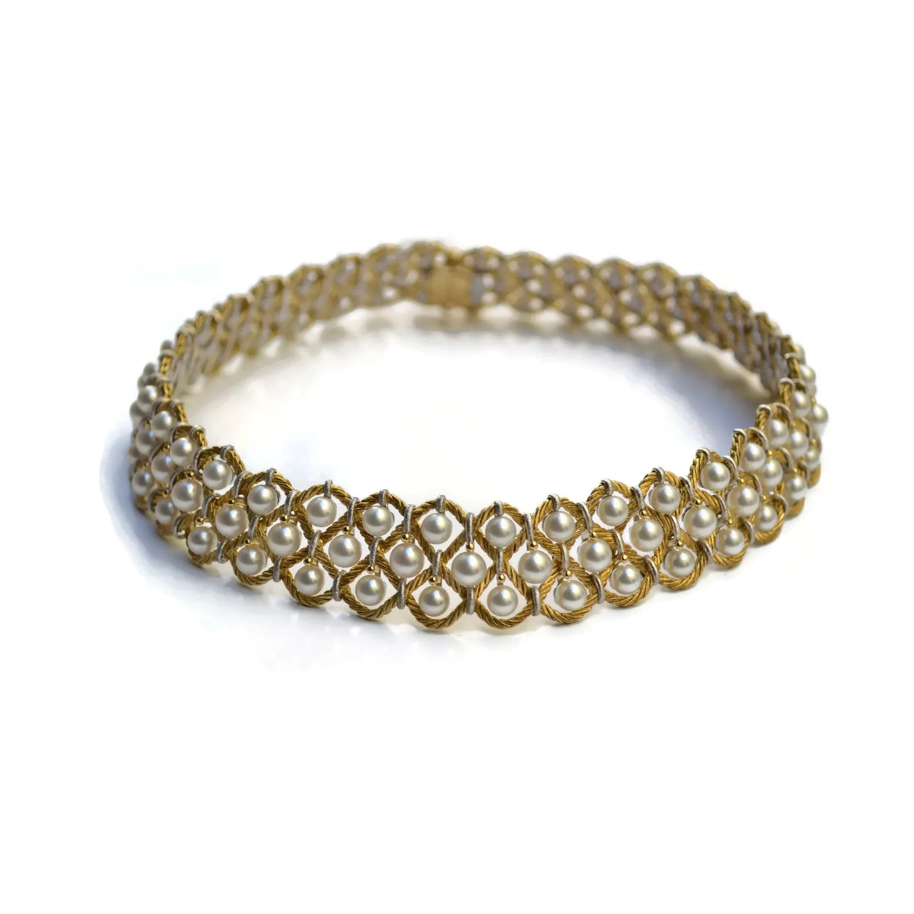 Buccellati - Rete Pearls - Choker Necklace with Pearls, 18k Yellow Gold