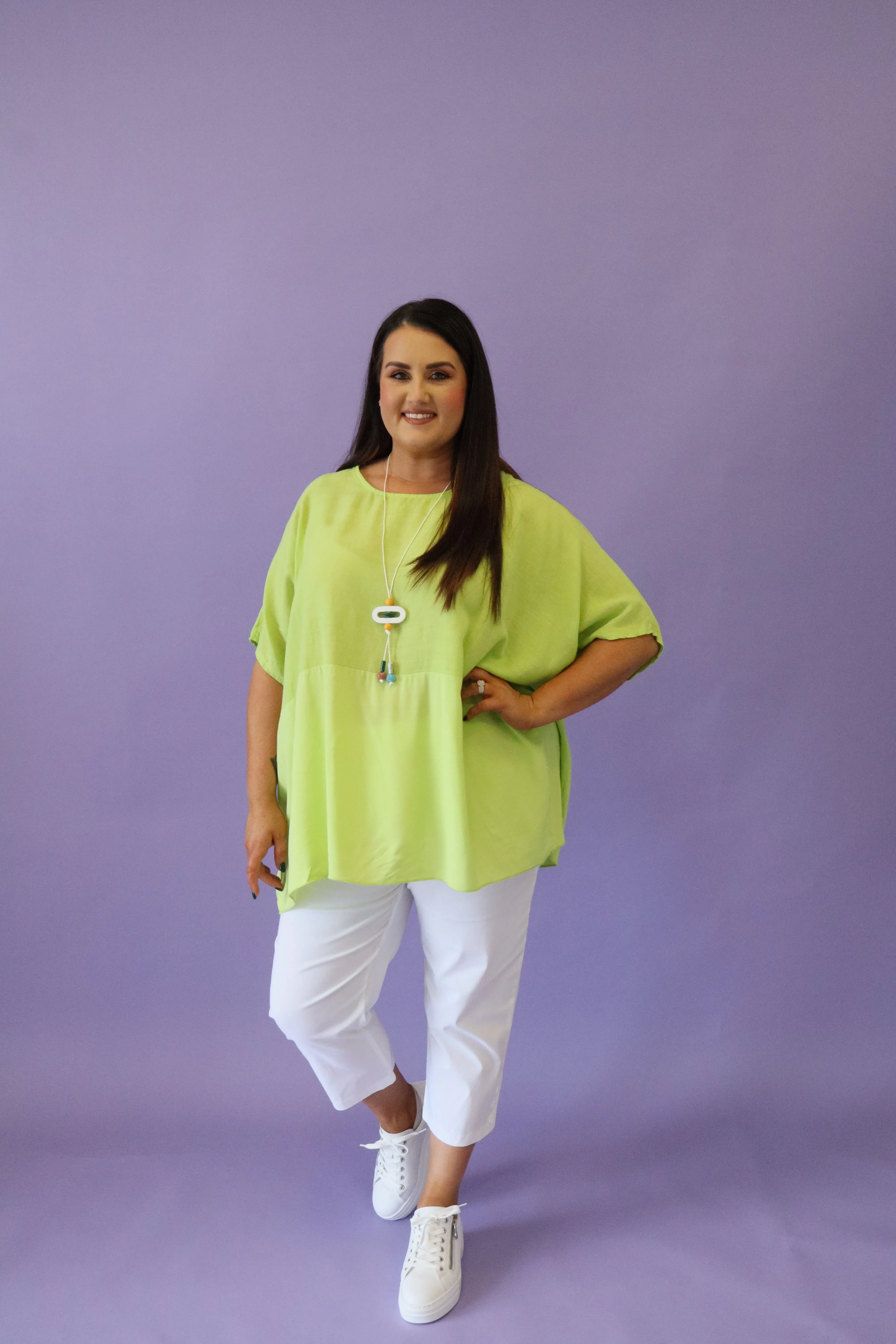 Cali Linen Top in Lime