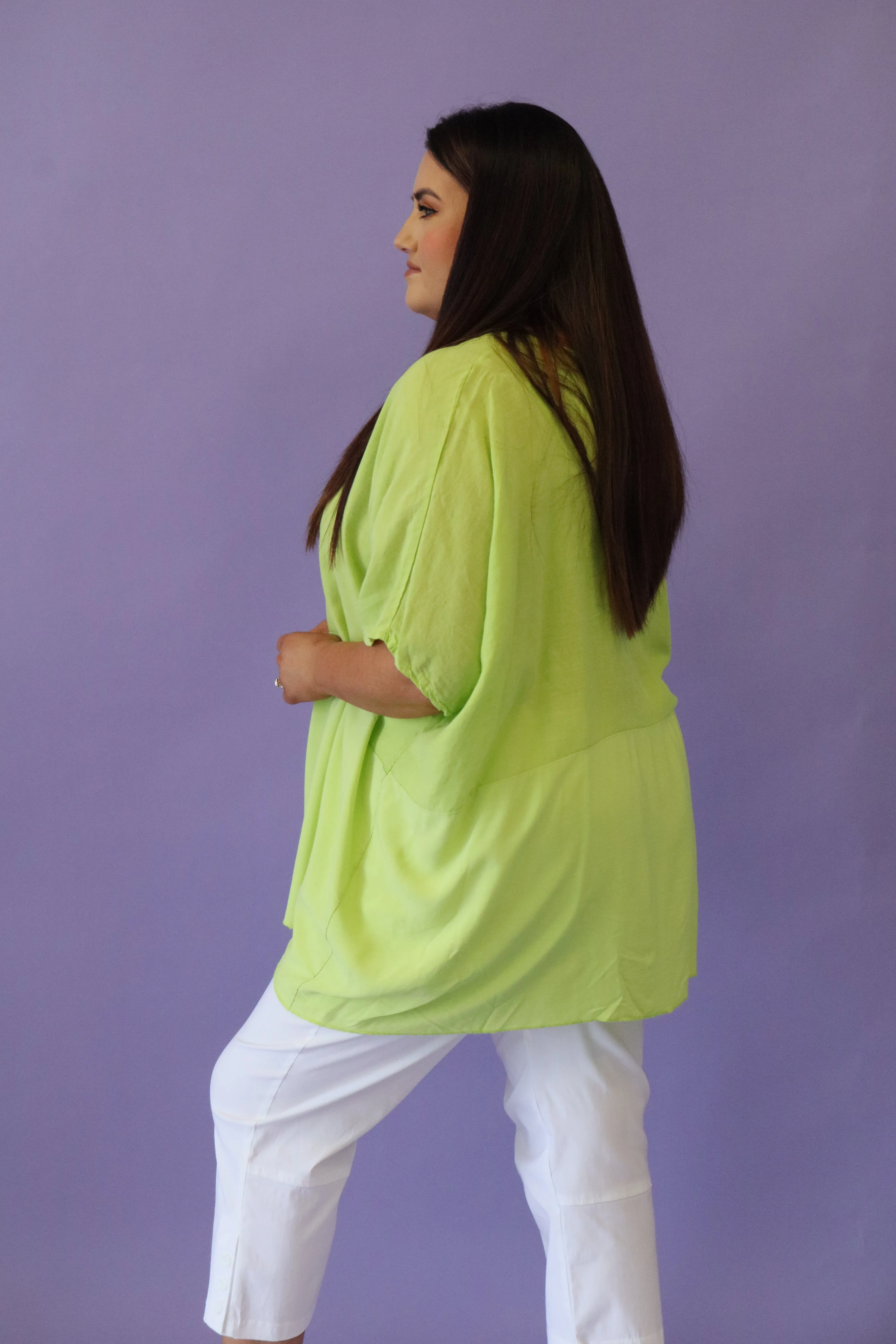 Cali Linen Top in Lime