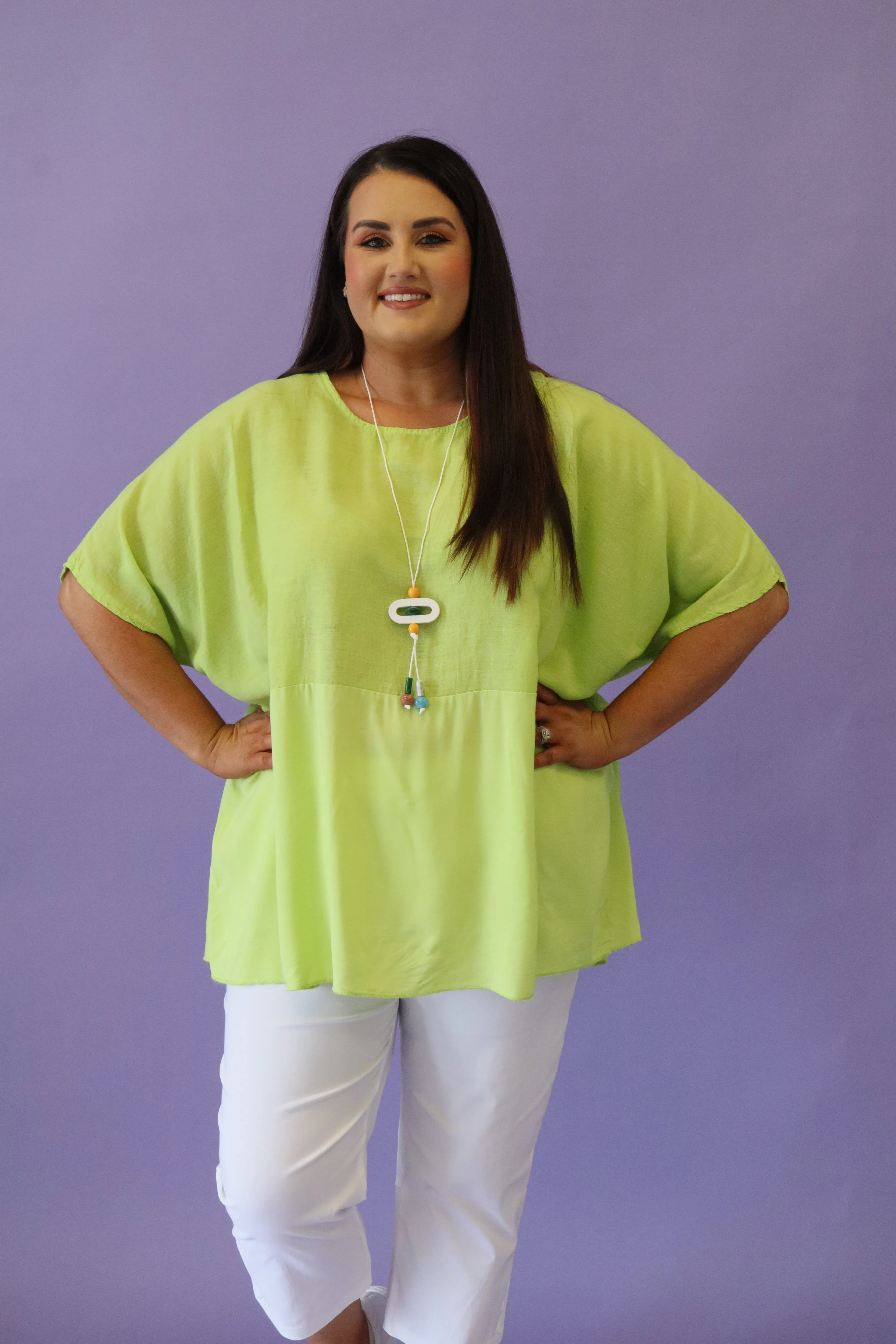 Cali Linen Top in Lime