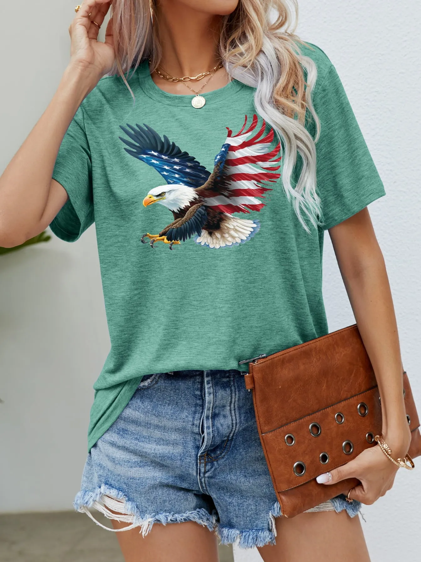 Celebrate Independence Day with our America Fourth of July US Flag Eagle Graphic Tee - Perfect for Showing Patriotism and Freedom