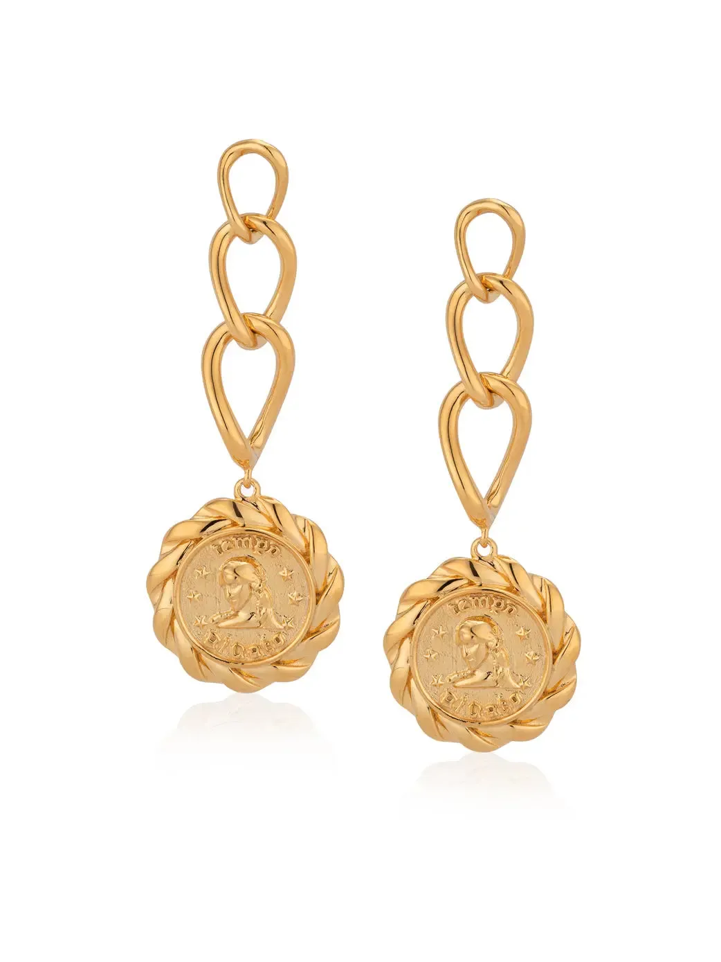 CHAIN DROP EIRENE COIN EARRINGS