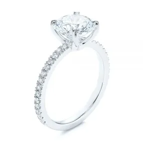 Classic Double Claw Prong Side Stone Diamond Engagement Ring [Setting Only] - EC048