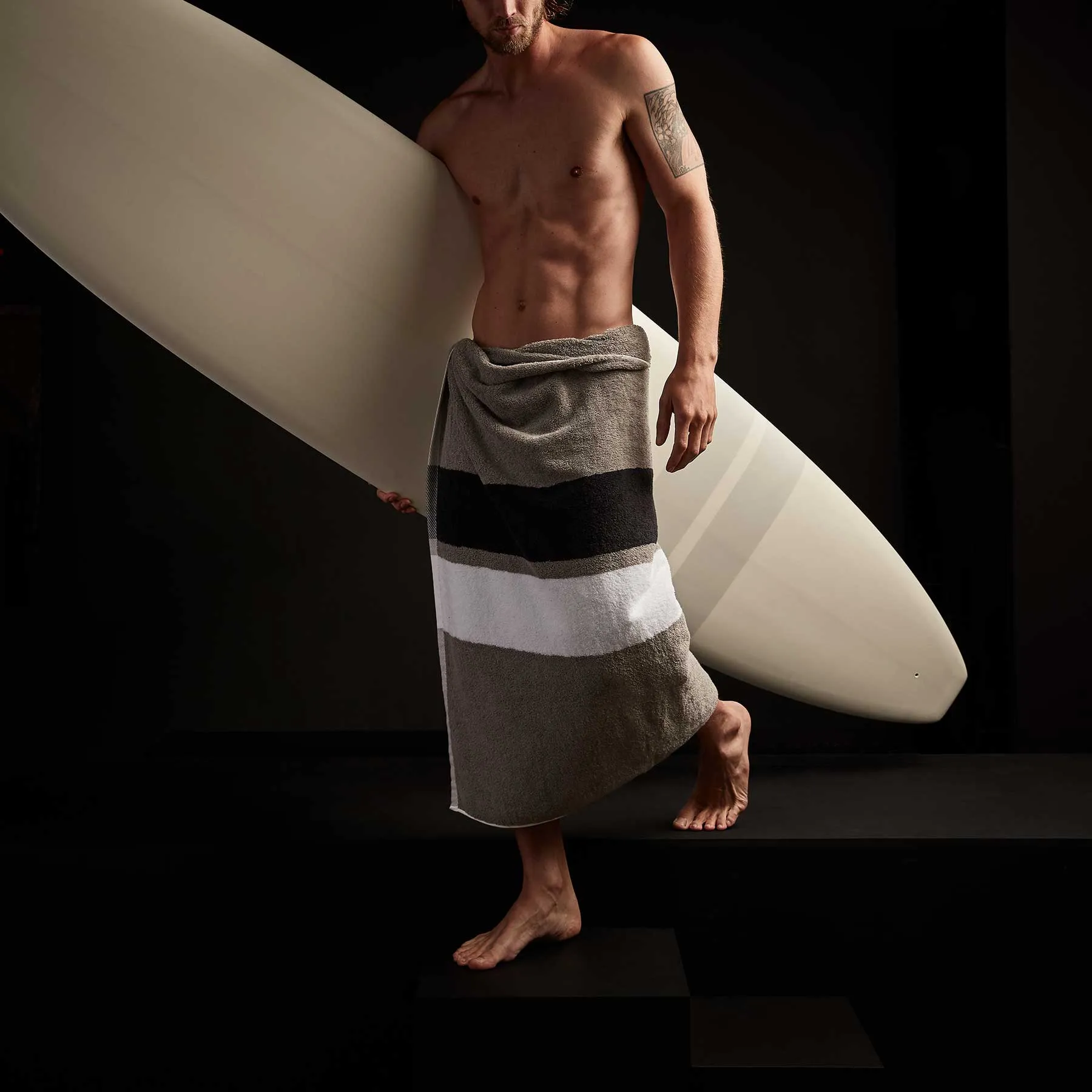 Classic Longboard  7'10" - Matte White & Grey Stripe