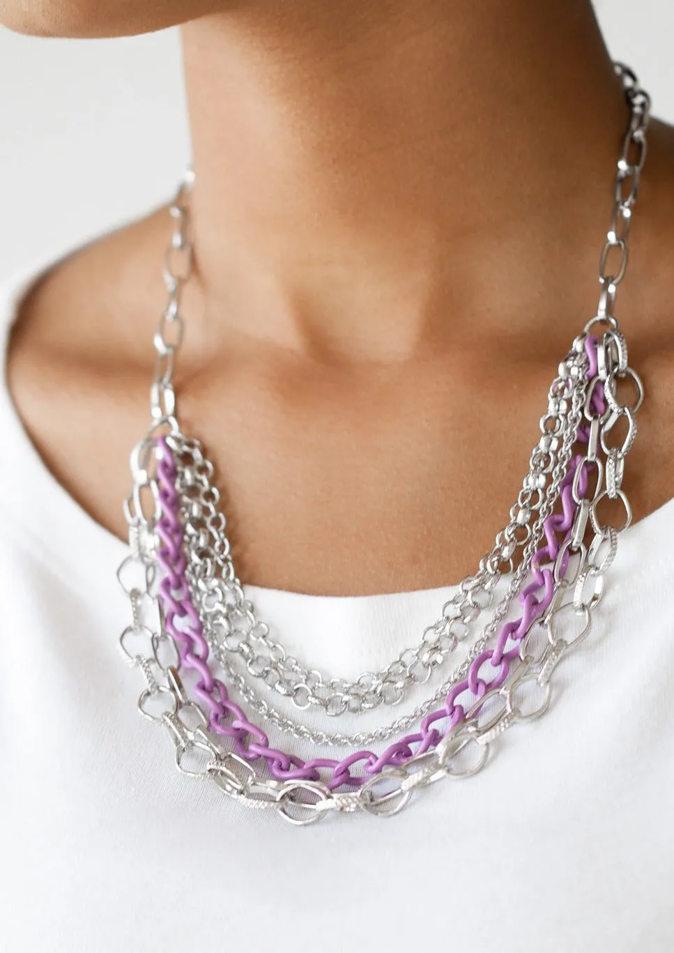   Color Bomb Purple Necklace Set