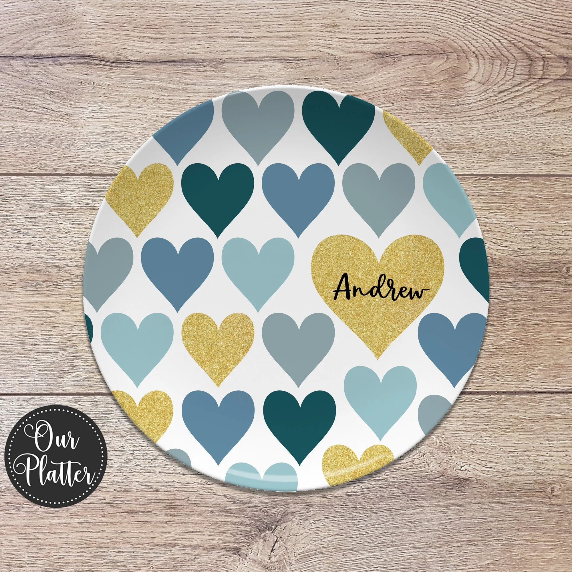 Colorful Hearts Personalized Plates