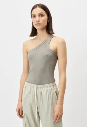 Cotton Rib Asymmetrical Tank / Brush