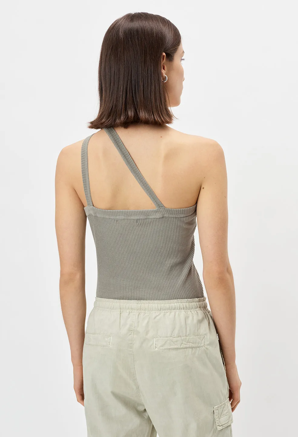 Cotton Rib Asymmetrical Tank / Brush